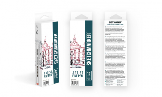 Набор капиллярных ручек Sketchmarker Artist fine pen Dark colors 12цв Набор капиллярных ручек Sketchmarker Artist fine pen Dark colors 12цв